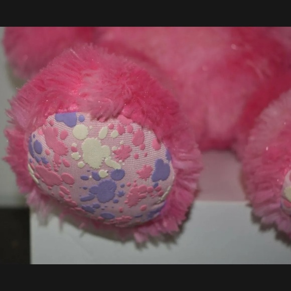Build A Bear BAB Pink Glitter/Sparkle Fur Paint Splatter Paws Kitty Cat Plushie - Picture 7 of 12